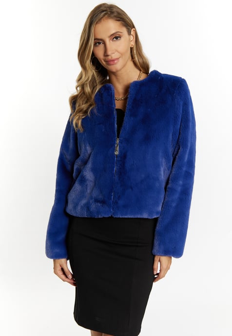 Faina Jas van imitatiebont Dames KONING BLAUW - Image 3