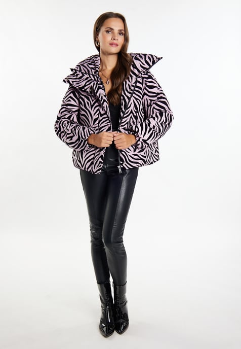 Faina Gewatteerd jack met zebraprint Dames Mauve zebra - Image 2
