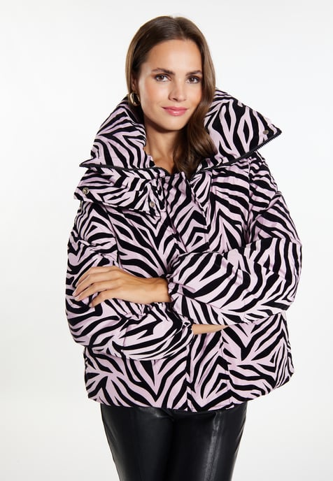 Faina Gewatteerd jack met zebraprint Dames Mauve zebra - Image 3
