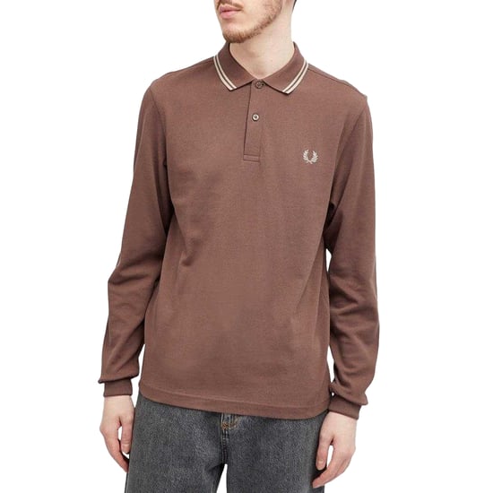 Fred Perry Herenpoloshirt met lange mouwen (Baksteen) - Image 3