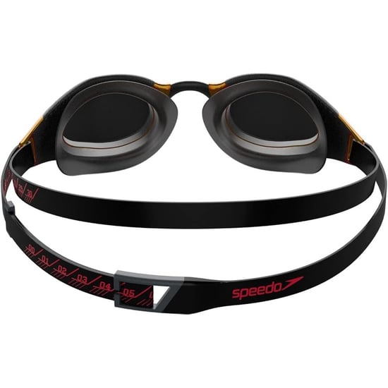 Speedo Unisex volwassene Fastskin Hyper Elite zwembril (Zwart/Oxidegrijs/Vuurrood) - Image 2