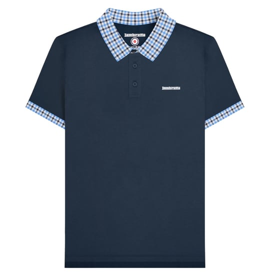 Lambretta Heren Gingham Kraag Groot & Lang Poloshirt (Zwart) - Image 1