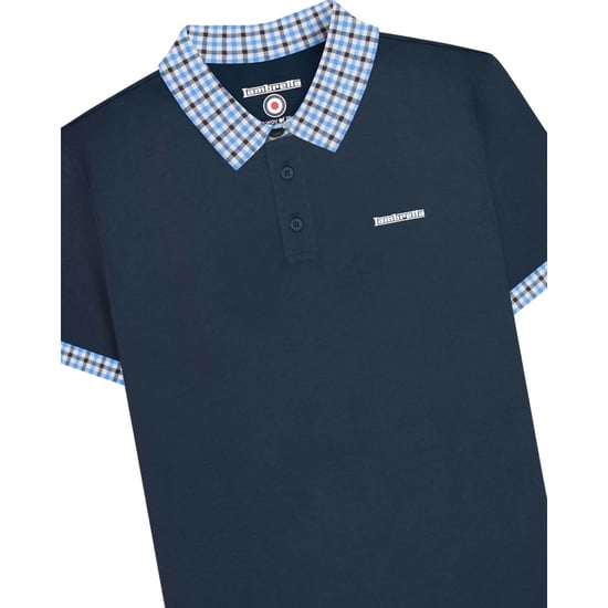 Lambretta Heren Gingham Kraag Groot & Lang Poloshirt (Zwart) - Image 2
