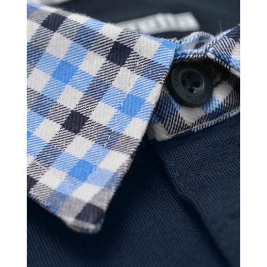 Lambretta Heren Gingham Kraag Groot & Lang Poloshirt (Zwart) - Image 4