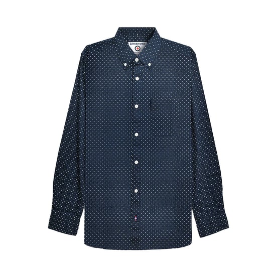 Lambretta Heren Pin Dot Lange Mouwen Shirt (Donker Marineblauw) - Image 1