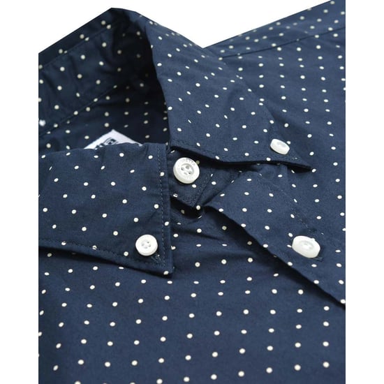 Lambretta Heren Pin Dot Lange Mouwen Shirt (Donker Marineblauw) - Image 4