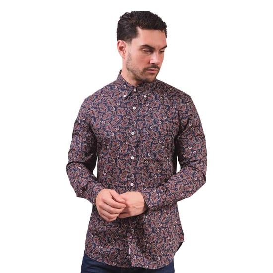 Lambretta Heren Paisley Lange Mouwen Overhemd (Marineblauw) - Image 5