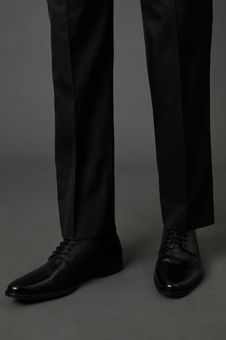 Black Leather Smart Derby Shoes - Image 1