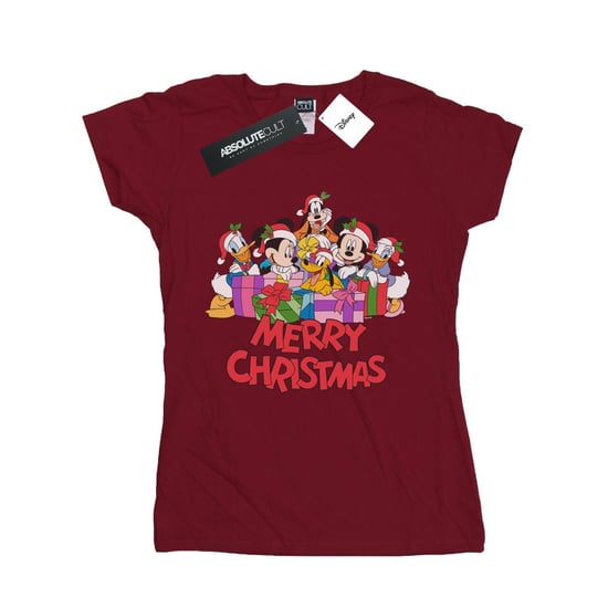 Disney Dames/Dames Mickey Mouse And Friends Kerst Katoenen T-Shirt (Bourgondië) - Image 1