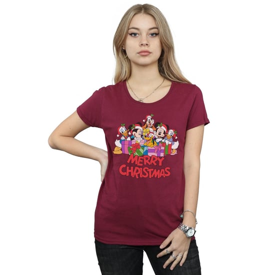 Disney Dames/Dames Mickey Mouse And Friends Kerst Katoenen T-Shirt (Bourgondië) - Image 2