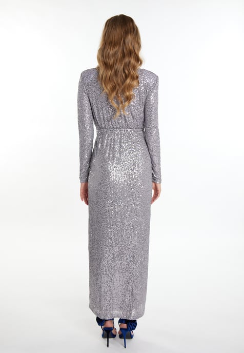 Faina Paillettenjurk Dames grijs zilver - Image 3