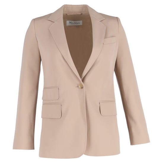 Max Mara Unno Enkelbreasted Blazer met Zakken in Beige Wol - Image 1