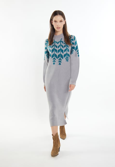 usha Maxi-gebreide jurk Dames Grijs Veelkleurig - Image 4