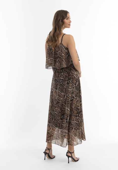 Faina Maxi-jurk met slangenprint Dames beige slang - Image 3