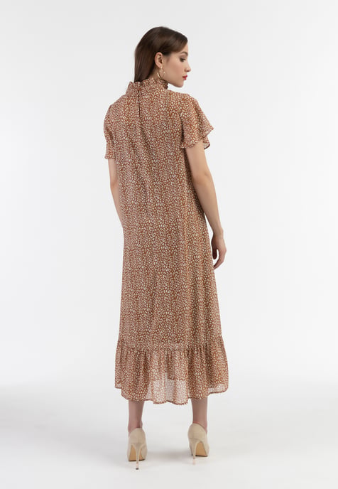 Faina Midi-jurk van chiffon Dames Kameel Wit - Image 3