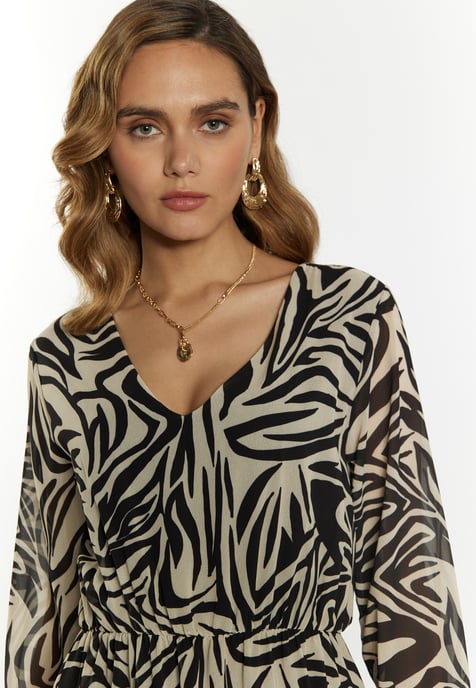 Faina Jurkje met zebraprint Dames beige/ zwart - Image 4