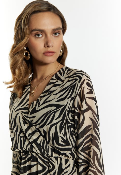 Faina Jurkje met zebraprint Dames beige/ zwart - Image 5