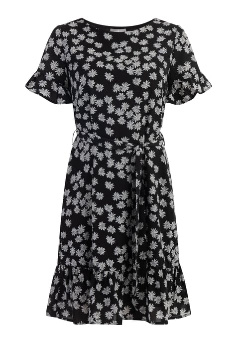 usha midi-jurk met ruches Dames zwart en wit - Image 1