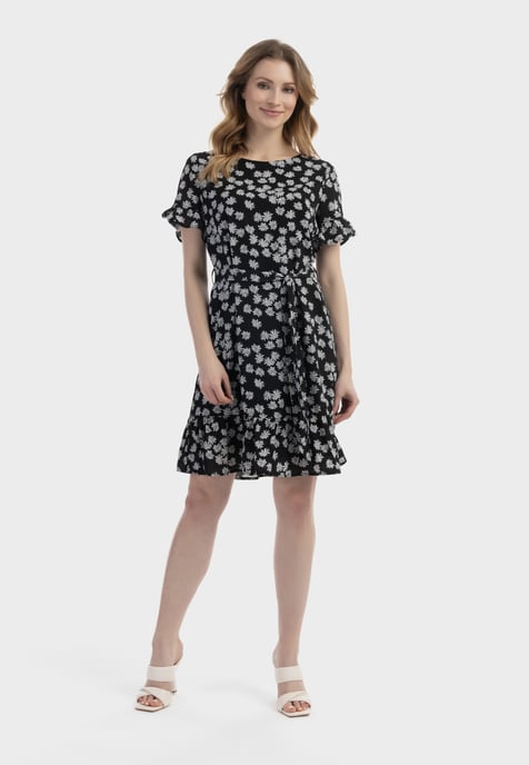 usha midi-jurk met ruches Dames zwart en wit - Image 2