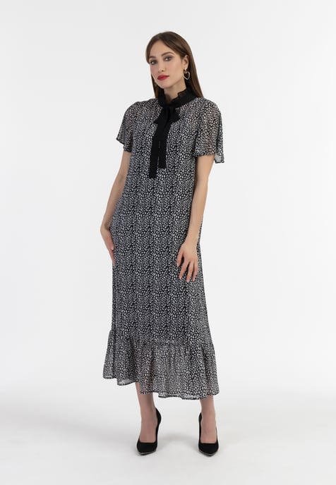 Faina Midi-jurk van chiffon Dames zwart wit - Image 2