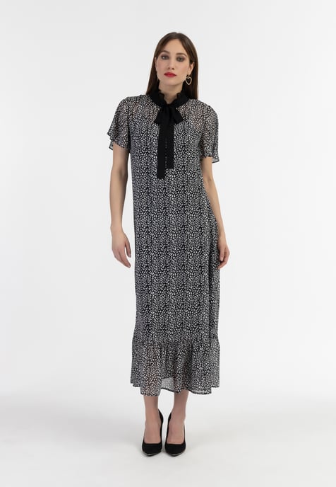 Faina Midi-jurk van chiffon Dames zwart wit - Image 4