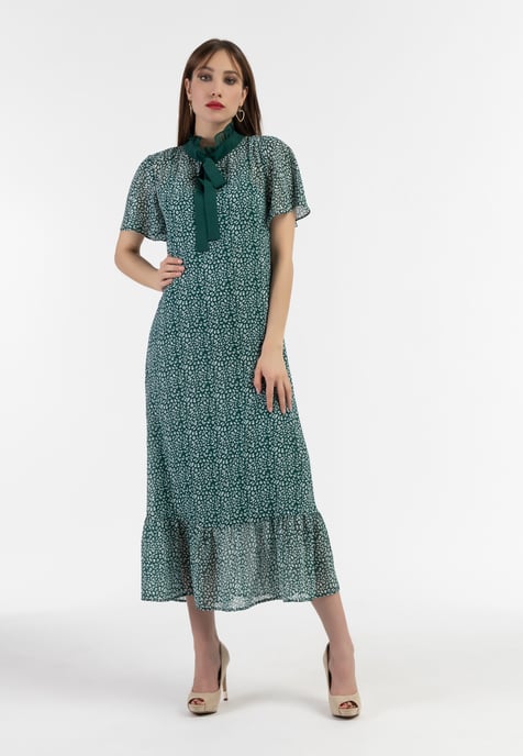 Faina Midi-jurk van chiffon Dames Groen Wit - Image 2