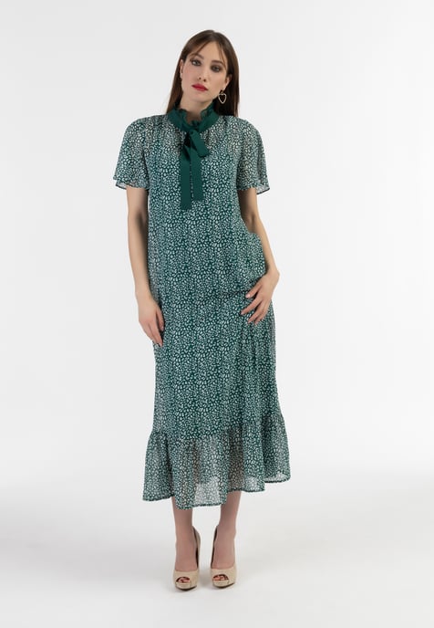 Faina Midi-jurk van chiffon Dames Groen Wit - Image 4