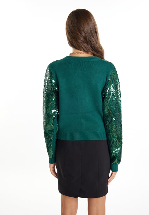 Faina Vest met pailletten Dames Smaragdgroen - Image 4