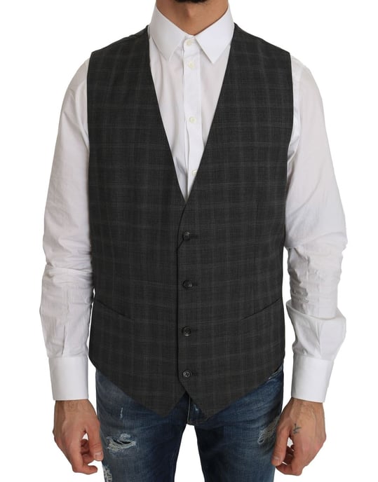 Grijs Geruit Vest Klassieke Pasvorm - Image 1