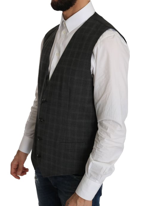 Grijs Geruit Vest Klassieke Pasvorm - Image 4