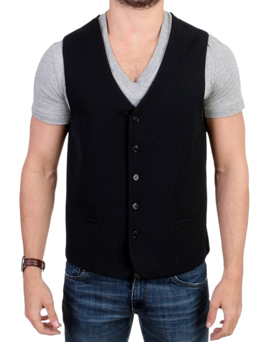 Zwart Wol Vest Klassieke Stijl - Image 1