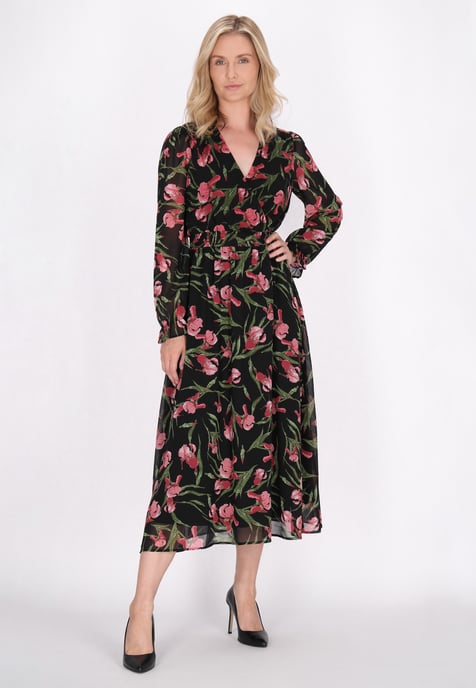 usha Jurk Dames Zwart Veelkleurig - Image 2