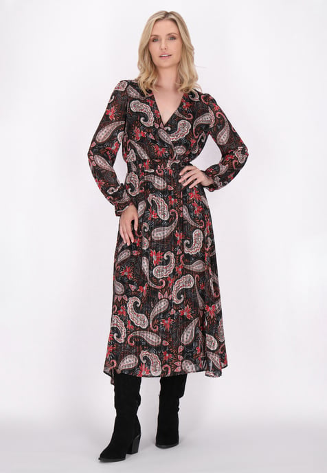 usha Jurk Dames Zwart Veelkleurig - Image 2