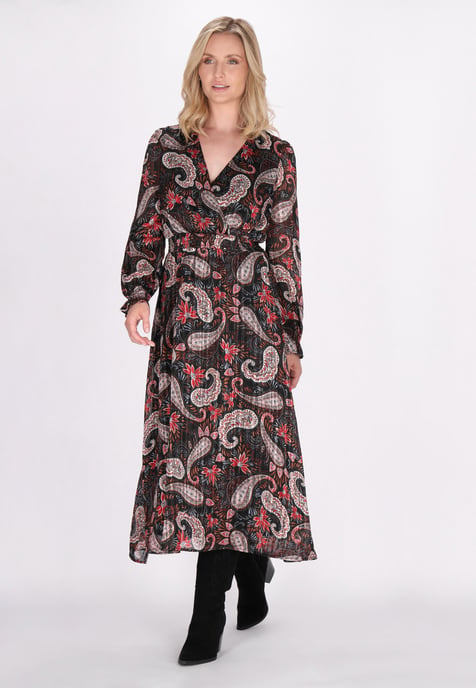 usha Jurk Dames Zwart Veelkleurig - Image 3