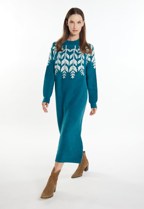 usha Maxi-gebreide jurk Dames Petrol veelkleurig - Image 4