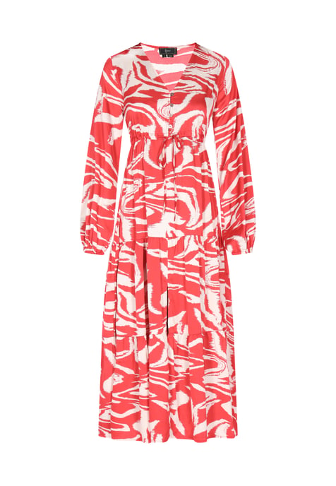 Faina Jurk Dames rood wol wit - Image 1