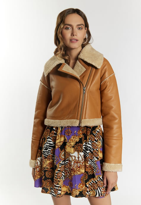 Faina Lederen jas Dames cognac - Image 3