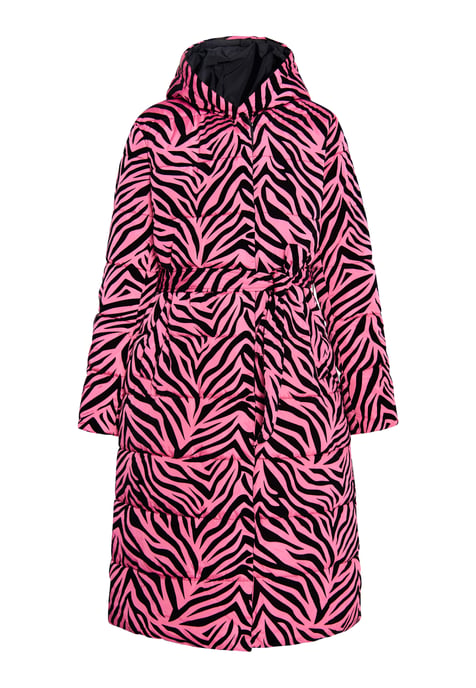 Faina Lange gewatteerde jas Dames Roze zebra - Image 1
