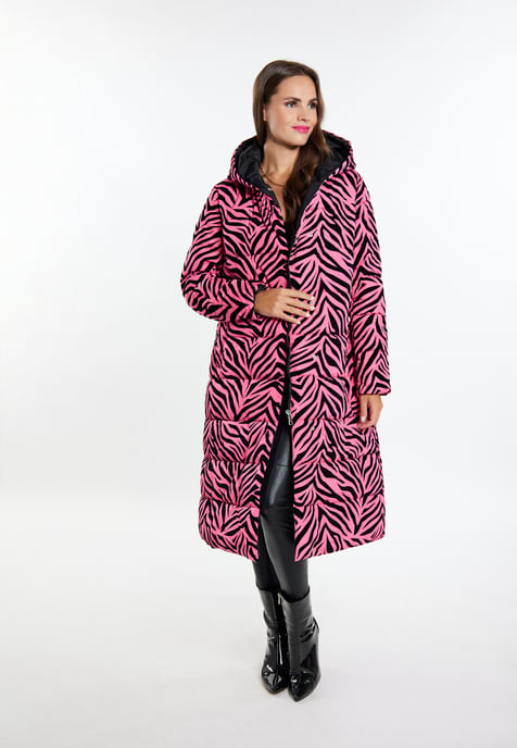 Faina Lange gewatteerde jas Dames Roze zebra - Image 2