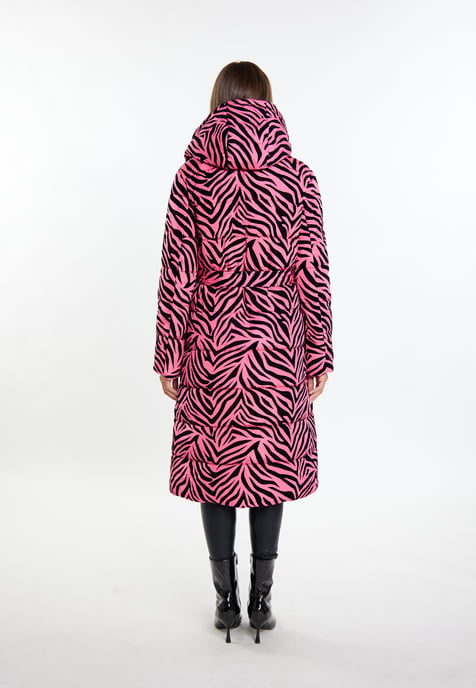 Faina Lange gewatteerde jas Dames Roze zebra - Image 3