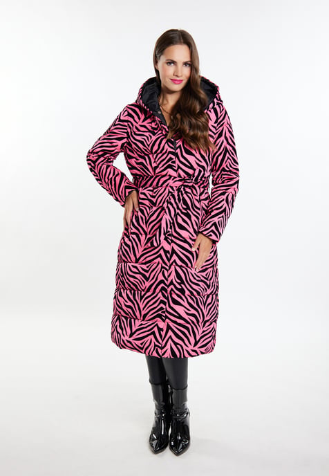 Faina Lange gewatteerde jas Dames Roze zebra - Image 4