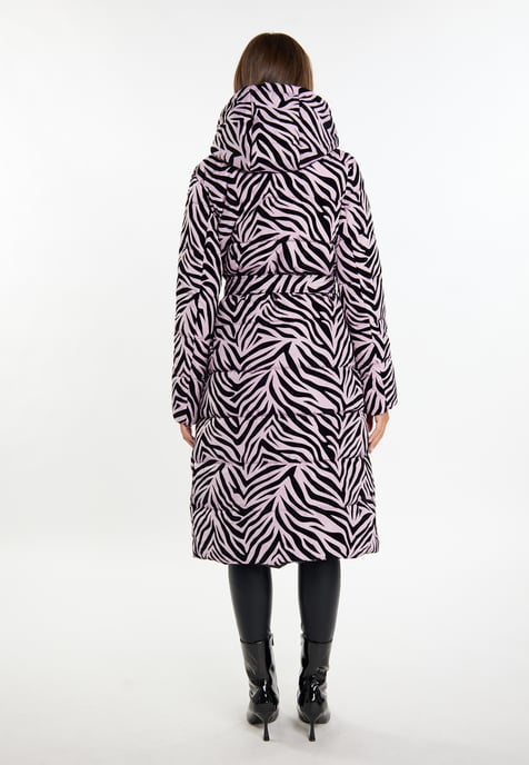 Faina Lange gewatteerde jas Dames Mauve zebra - Image 3