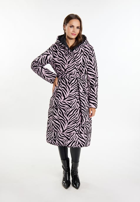 Faina Lange gewatteerde jas Dames Mauve zebra - Image 4