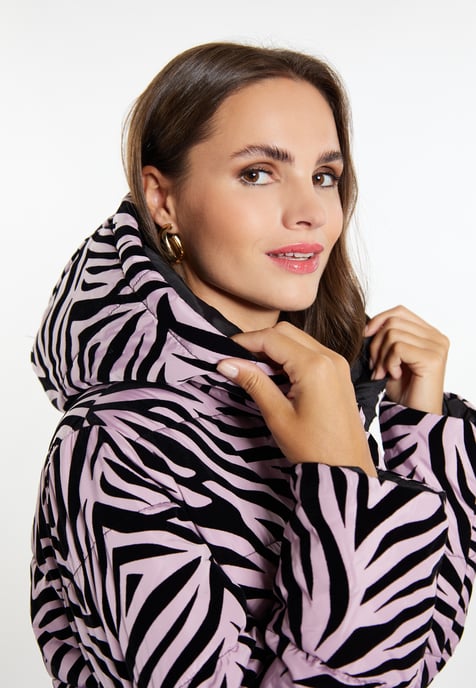 Faina Lange gewatteerde jas Dames Mauve zebra - Image 5