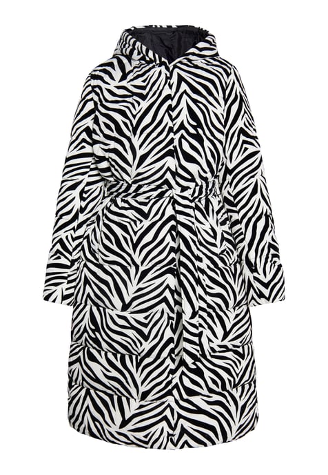 Faina Lange gewatteerde jas Dames Witte zebra - Image 1