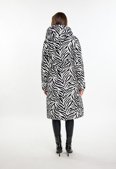 Faina Lange gewatteerde jas Dames Witte zebra - Image 3
