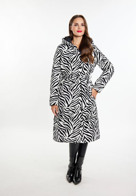 Faina Lange gewatteerde jas Dames Witte zebra - Image 4