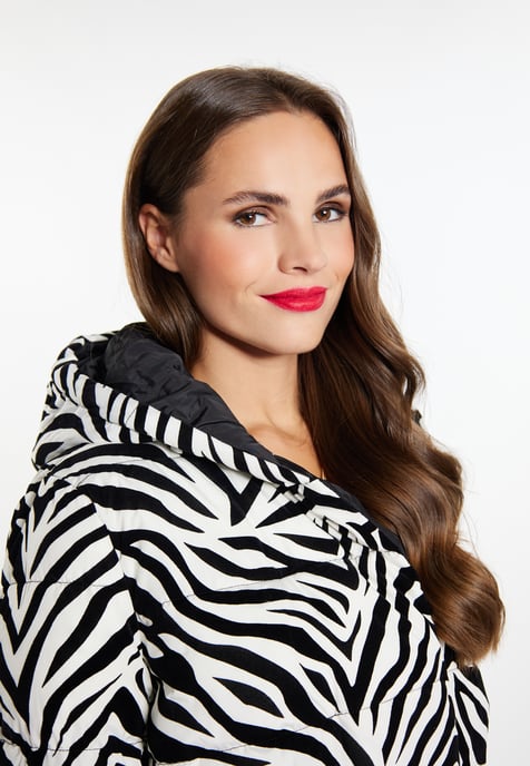 Faina Lange gewatteerde jas Dames Witte zebra - Image 5