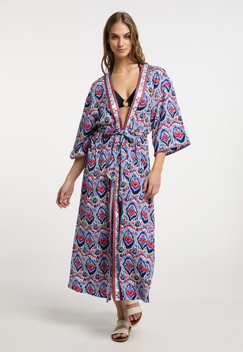 IZIA Kimono Dames Blauw Veelkleurig - Image 3