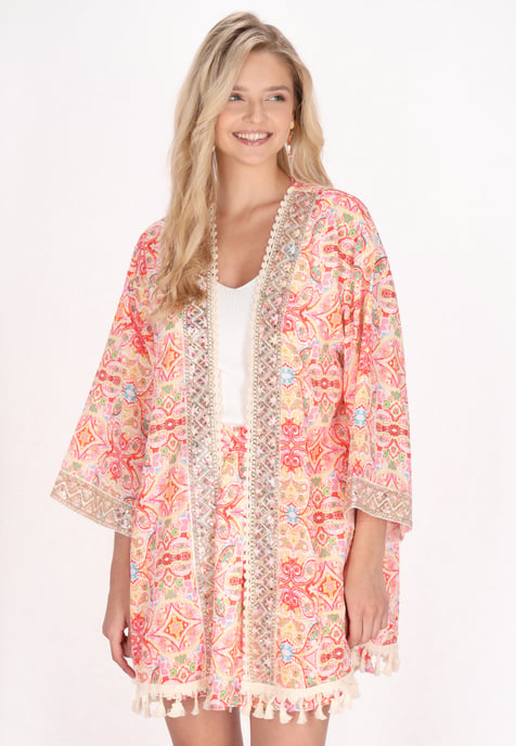 IZIA Kimono Dames Roze Veelkleurig - Image 3
